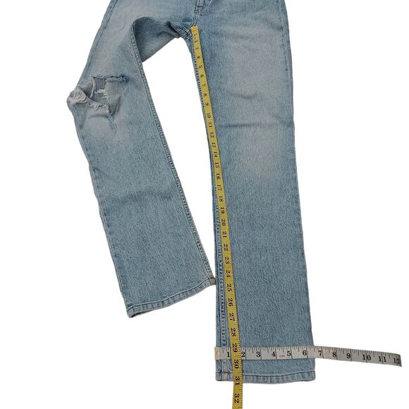 Reformation Liza High Rise Straight Jean Womens 26 Blue Crete Destroyed Wash - Picture 12 of 12